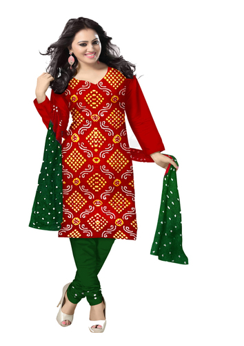 Silk Bandhej Dress Material