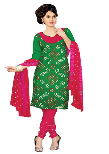 Cotton Silk Bandhej Dress Material