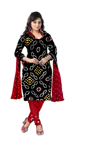 Satin Silk Bandhej Dress Material