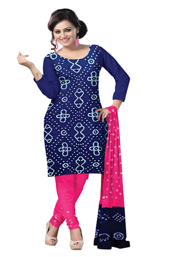 Cotton Satin Bandhej Dress Material