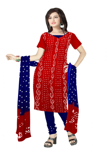 Unstitched Bandhej Suit Material