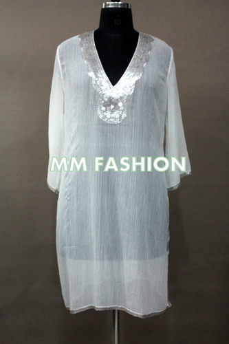White Womens Long Kurti