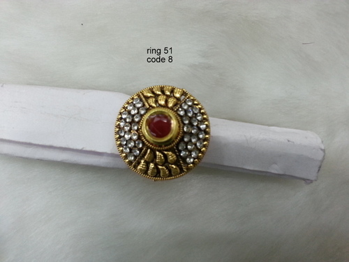 Finger Ring - Copper Alloy with Diamond Accent | Antique Design, Quality Assured, Crafted by Skilled Experts