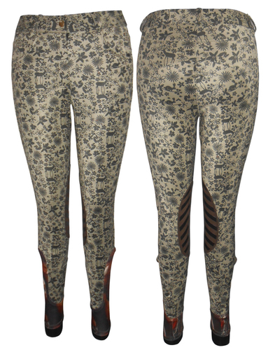 Printed horse riding knee patch breech
