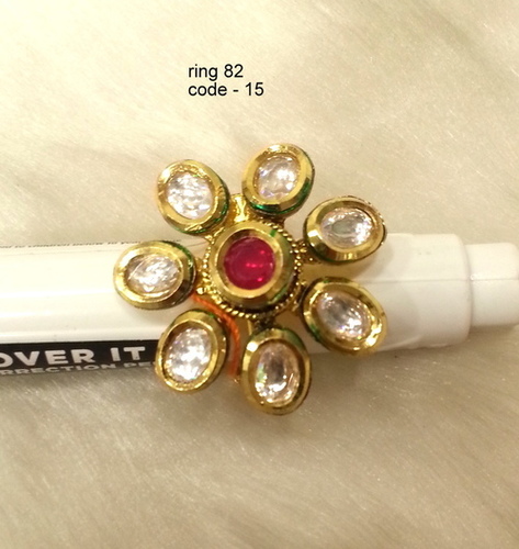 Finger Ring - Copper Alloy, Antique Style with Diamond Accent | Crafted by Skilled Experts for Quality Assurance