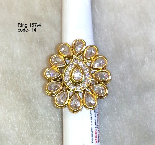 Finger Ring - Copper Alloy With Diamond Stone | Antique Design, Expertly Crafted, Quality Tested