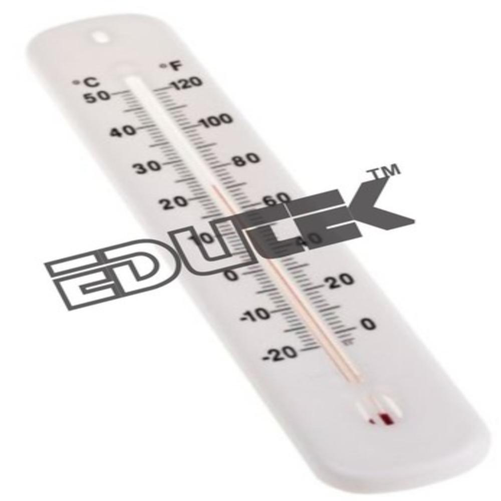 Wall Mounted Thermometer - Glass Tube with Mercury, 270 mm Length | Analog Display, -20Â°C to +50Â°C Measurement Range, Plastic Frame, Magnetic Reset