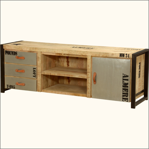 Industrial TV console media cabinet