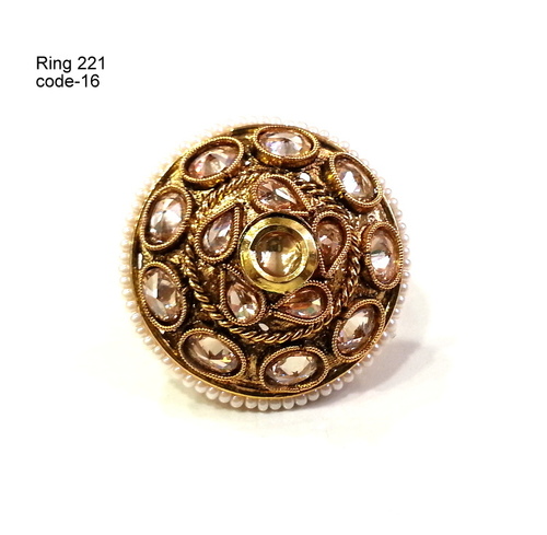 Finger Ring - Copper Alloy, Antique Design with Diamond Inlay | Quality Assured by Expert Craftsmen