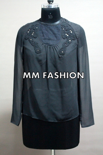 Casual Kurti - Georgette, Plus Size, Full Sleeves | Anti UV, Anti Wrinkle, Breathable, Quick Dry, Non Toxic, Beaded Design