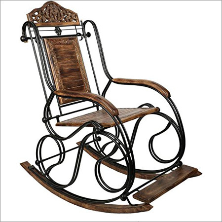 Wooden and Iron Rocking Chair