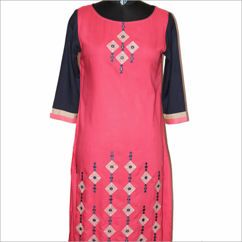 Ladies Printed Kurtis - Rayon, Length 1016-1219.2 mm, Shoulder 381 mm, Sizes S-XL | Breathable, Quick Dry, Long Sleeve, Modern Ethnic Style