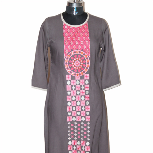 Ladies Fancy Kurtis - Rayon Silk, Length 1016-1219.2 mm, Shoulder Size 381 mm, Size S-XL | Breathable, Washable, Embroidered, Long Sleeve, Modern Style