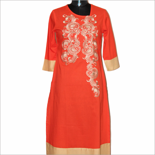 Ladies Printed Designer Kurtis - Cotton Silk, Length 1016-1219 mm, Shoulder 381 mm, Sizes S-XL, Long Sleeves | Breathable, Quick Dry, Embroidered, Party Wear