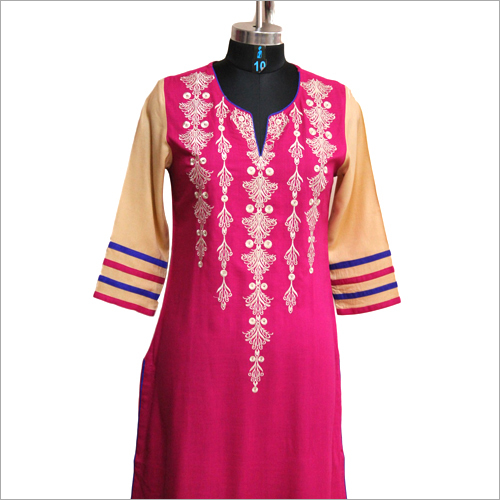 Ladies Cotton Kurtis - Cotton, Size S, M, L, XL, Length 1016 - 1219.2 mm, Shoulder Size 381 mm | Modern Embroidered Style, Washable, Breathable, Quick Dry, Long Sleeves