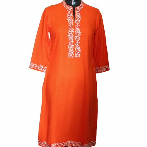 Ladies Trendy Kurtis - Rayon A-Line , Long Sleeve, 1016-1219.2mm Length | Breathable, Quick Dry, Embroidered Design, Ideal for Daily and Party Wear