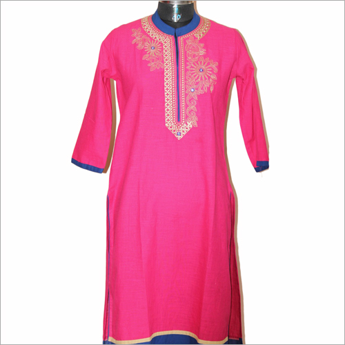 Ladies Fancy Kurtis - Cotton Silk, Length 1016-1219.2 mm, Shoulder Size 381 mm, Long Sleeve, Size S-XL | Quick Dry, Washable, Embroidered, Modern Style