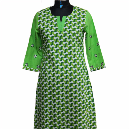 Ladies Trendy Kurtis - Cotton Silk Long Printed Kurtis, 1016-1219.2 mm Length, Breathable & Washable, Modern Style for Daily Wear