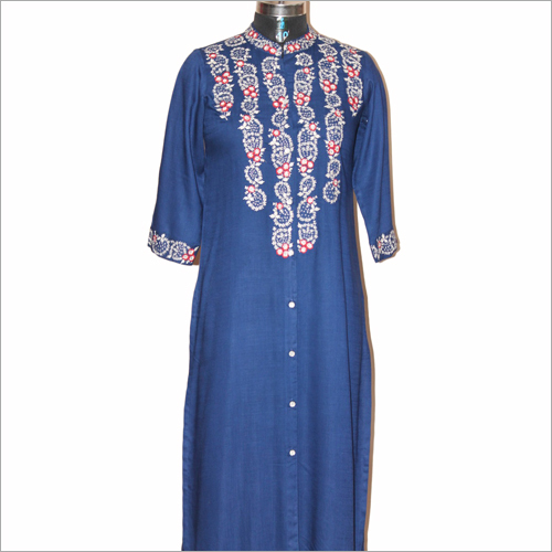 Ladies Designer Kurtis - Cotton Silk, Long Sleeve, Sizes S-XL, Embroidered Pattern | Anti-Wrinkle, Washable, For All Seasons