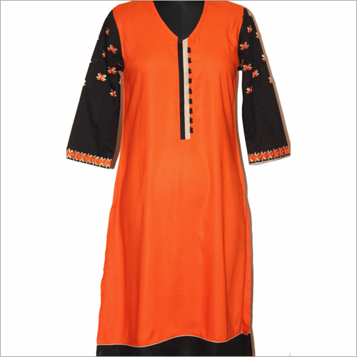 Ladies Fancy Kurtis - Rayon, Sizes S, M, L, XL, Long Sleeve, 1016-1219.2 mm Length, Embroidered Pattern | Quick Dry, Washable, Suitable for Spring & Winter, Party Wear & Formal