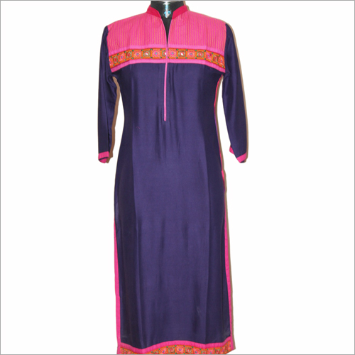 Ladies Trendy Kurtis - Cotton Silk, Sizes S-XL, Length 1016-1219.2mm | Features Anti Wrinkle, Cool Pass, Long Sleeve, Embroidered Pattern