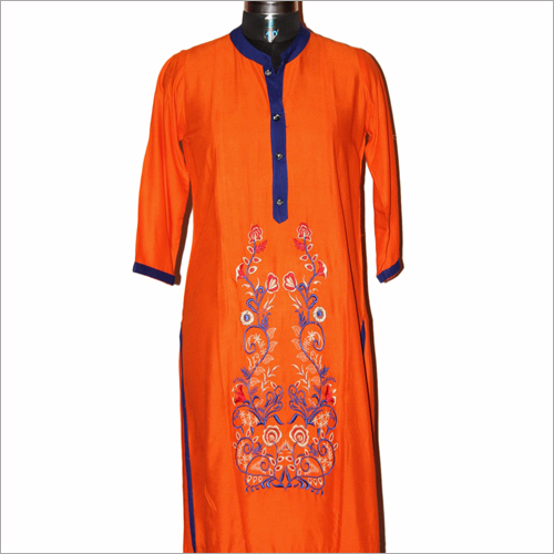 Ladies Cotton Kurtis - Embroidered Silk Kurti, Long Sleeve, Sizes L, S, M, XL | Anti-Wrinkle, Cool Pass, Washable, Formal & Party Wear for All Seasons