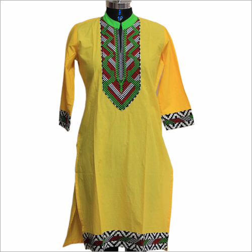 Ladies Cotton Kurtis - Cotton Fabric, Long Sleeve, Size S, M, L, XL | Anti-Wrinkle, Quick Dry, Washable, Modern Printed Ethnic Wear