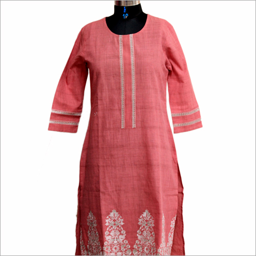 Ladies Fancy Kurtis - Cotton Silk Blend, Size S-L-XL, 1016-1219.2 mm Length | Modern Embroidered Design, Quick Dry, Washable, Long Sleeve, All-Season Wear