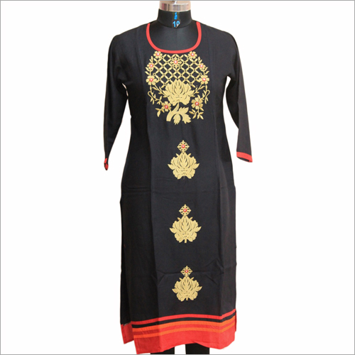 Ladies Cotton Kurtis - Cotton, Length 1016 - 1219.2 mm, Shoulder Size 381 mm, Size: S, M, L, XL | Features: Silk Fabric, Embroidered Pattern, Long Sleeve, Cool Pass, Quick Dry, Washable