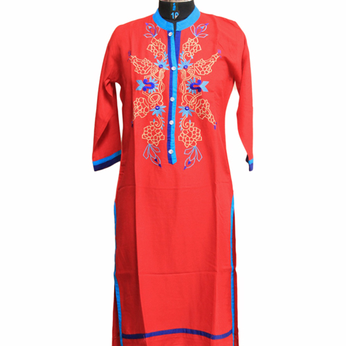 Ladies Printed Fancy Kurtis - Cotton Silk Blend, Length 1016-1219 mm | Long Sleeves, Non-Toxic, Washable, Suitable for All Seasons