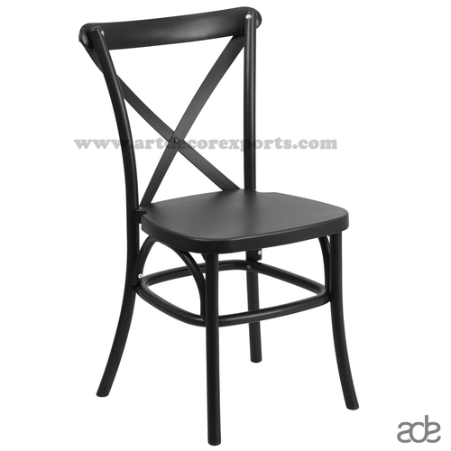Industrial Chair - Metal and Wood Blend | 42x38x88 cm, Powder Coated Black Finish, Intricate Design and Luxury Appeal