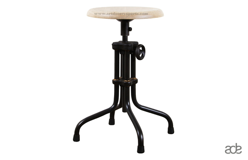 Industrial Pipe Stool - Iron and Wood, 38x38x60 cm | Intricate Design, Powder Coat Finish, Luxurious Aesthetic Appeal