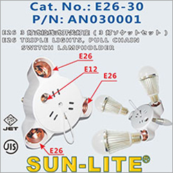 E26 Triple Lights, Pull Chain