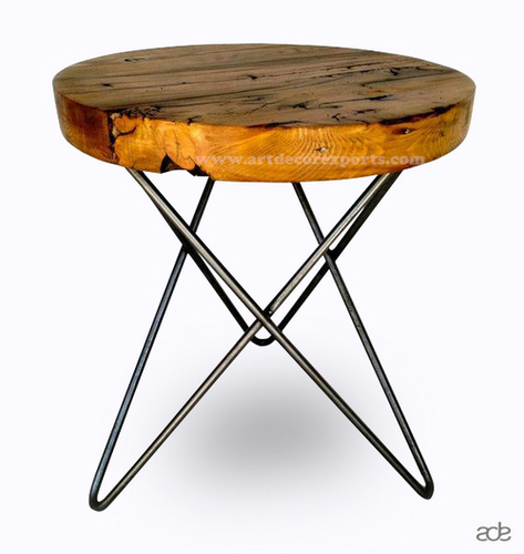Metalic Solid Wood Stool
