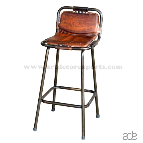 Natural Leather Bar Stool