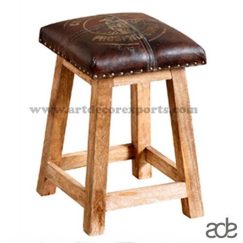 Natural Leather Stool