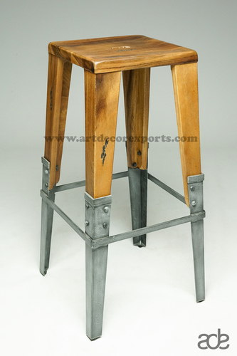 Natural Metal Wood Stool