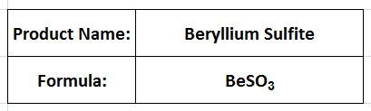Beryllium Sulfite - White Powder, BeSO3, CAS 13530-60-6 | High Purity, Chemical Stability, Water Soluble