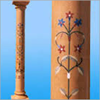 Stone Inlay Pillar - Sandstone 150-250mm Diameter, 1000-1500mm Height | Polished Finish, Semi-Precious Stone Inlay, Elegant Durable Design