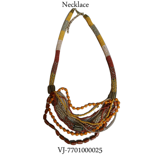 Yellow Glass Seed Beaded Choker Necklace
