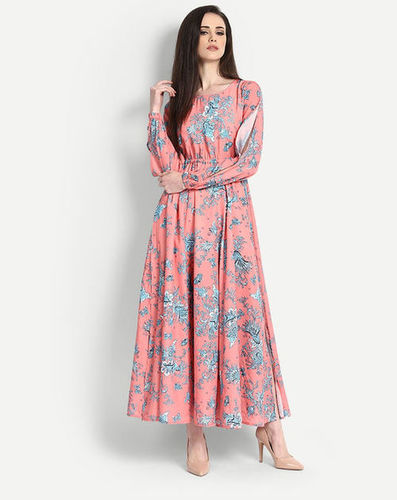 Light Pink Designer Printed Gown