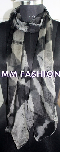 Viscose Scarves - Long Printed Design, Black & White Color for Daily Wear