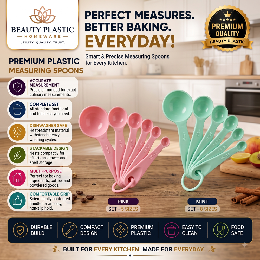 Measuring Spoons - Plastic Material , Versatile Sizes & Colorful Designs for Spices and Herbs