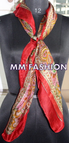 Ladies Designer Scarves - Silk Material, Medium Length | Multi-Color, Machine Made for All Seasons