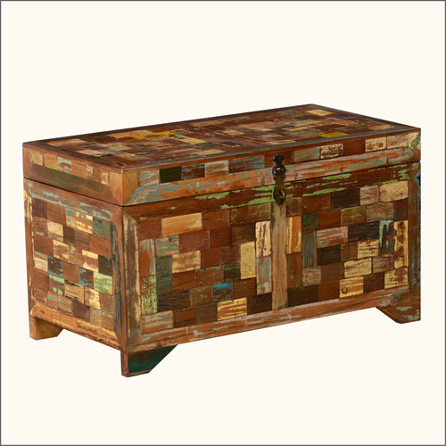 Rustic Coloured Patches Storage Trunk
