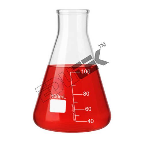 Conical Flask - Borosilicate Glass, 100 ml Capacity, 150 mm Height, 70 mm Diameter, High Transparent | Heat Resistant, Marked Graduation, Laboratory Use