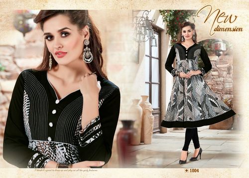 Black Rayon Printed Kurti