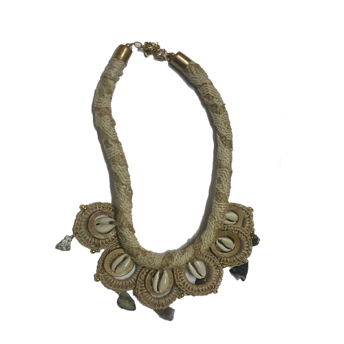 Light Brown Thread Embroidery Designer Necklace
