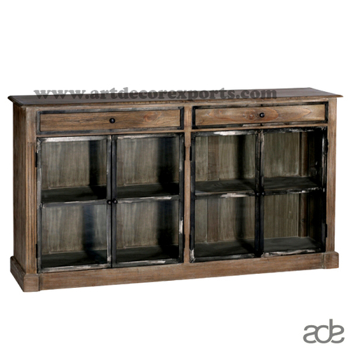 Natural Wood Metal Sideboard