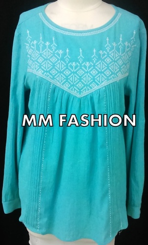 Green & White Ladies Tops